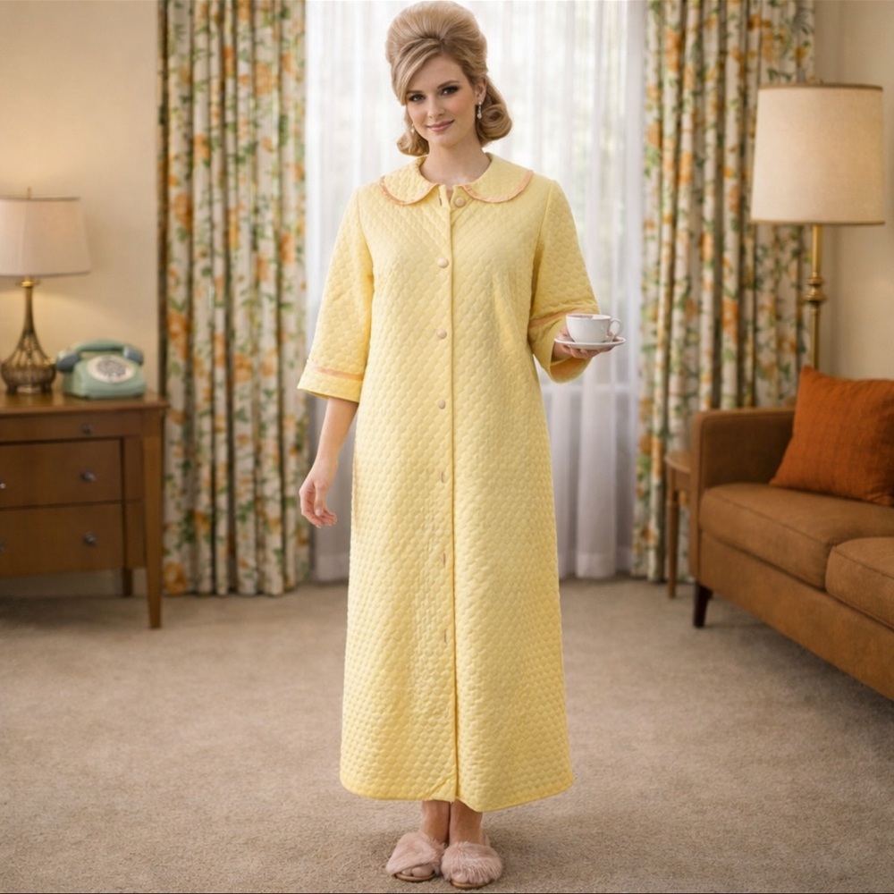 Vintage Yellow Quilted Robe